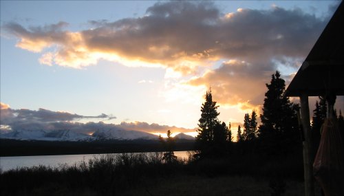 Sunset at Hunting Camp on Klinkett Lake, British Columbia 